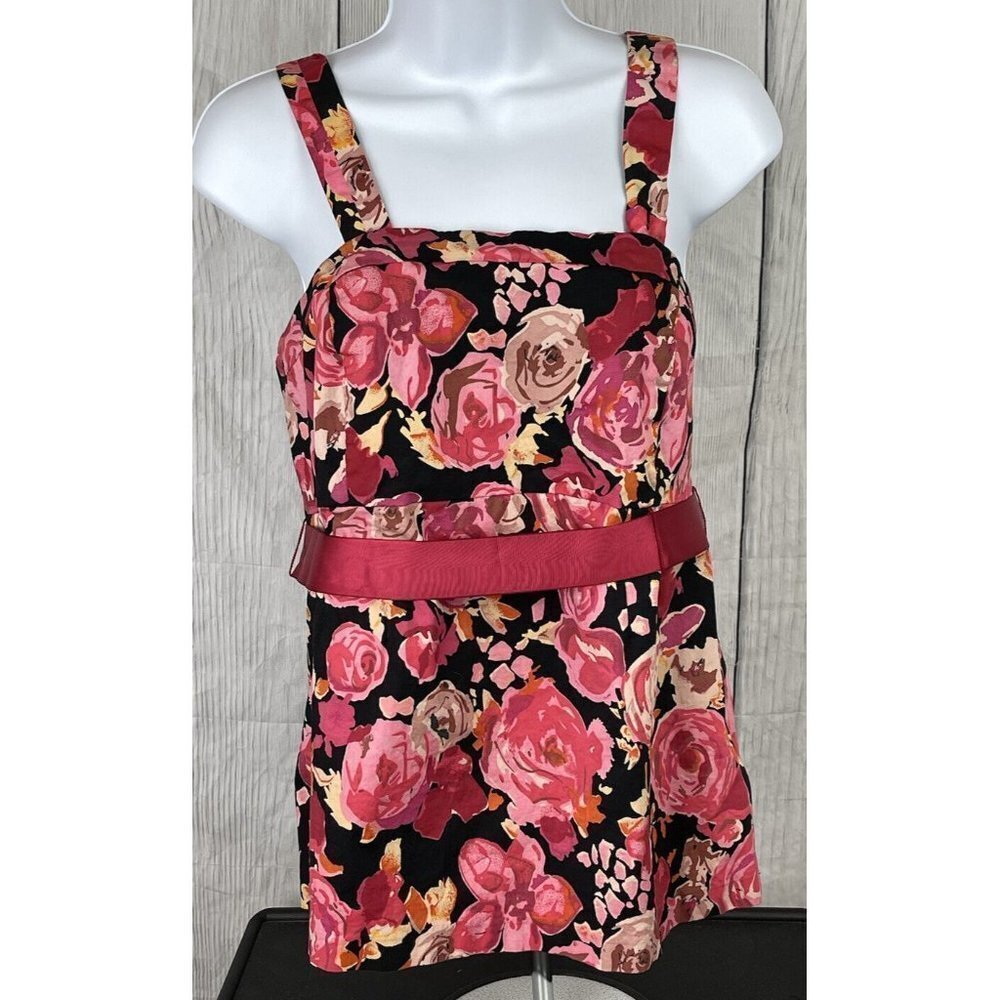 Motherhood Maternity Medium Removeable Strap Floral Print Top Black Pink - Picture 2 of 12